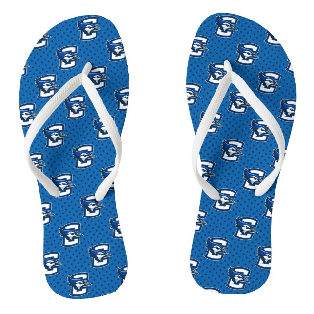 Creighton University Polka Dot Pattern Flip Flops (Footbed)