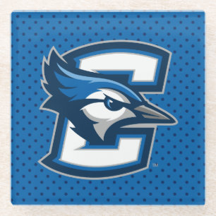 Creighton University Polka Dot Pattern Glass Coaster