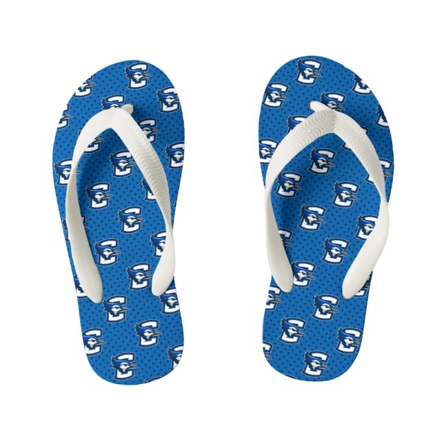 Creighton University Polka Dot Pattern Kid's Flip Flops (Footbed)