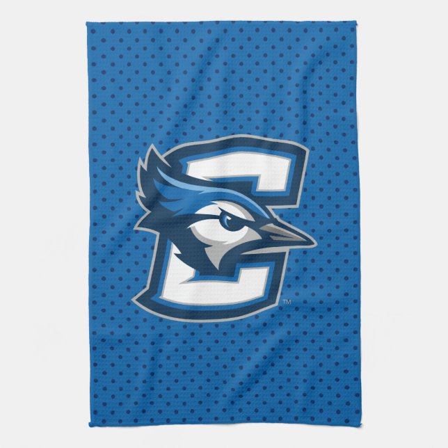 Creighton University Polka Dot Pattern Kitchen Towel (Vertical)