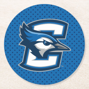 Creighton University Polka Dot Pattern Round Paper Coaster