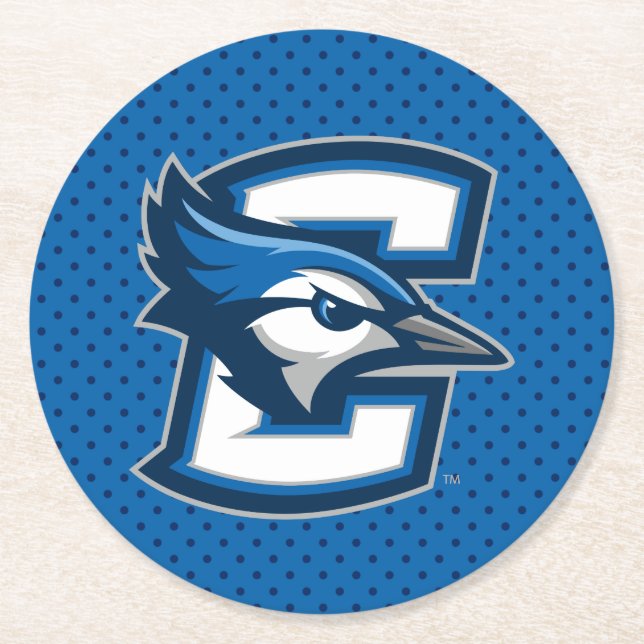 Creighton University Polka Dot Pattern Round Paper Coaster (Front)