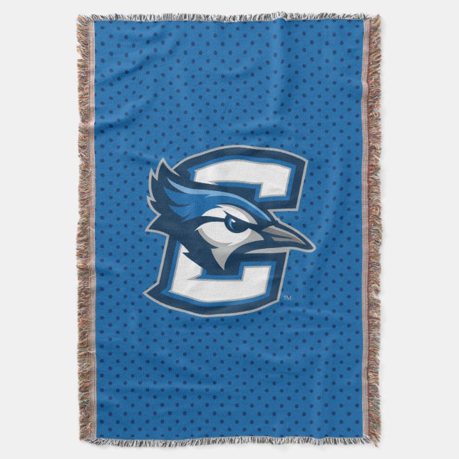 Creighton University Polka Dot Pattern Throw Blanket (Front Vertical)