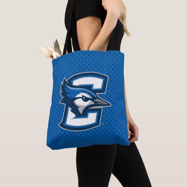 Creighton University Polka Dot Pattern Tote Bag (Close Up)
