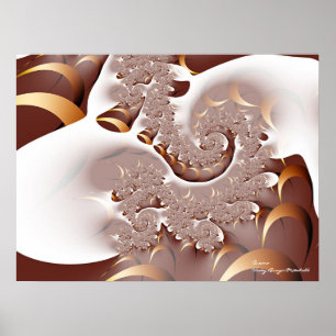 Crema Cool Abstract Fine Fractal Art Poster