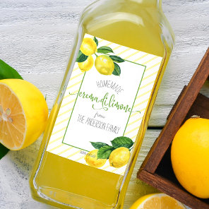 Crema di Limone Watercolor Lemons Script Name Bold Wine Label
