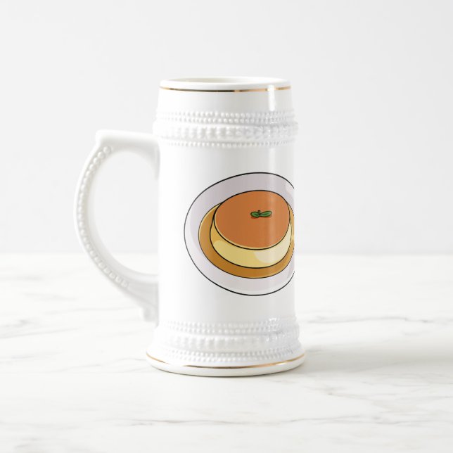 Creme caramel cartoon illustration beer stein (Left)