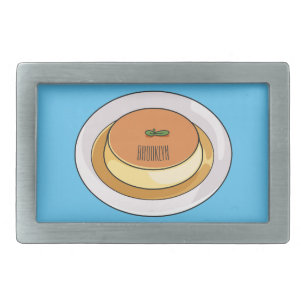 Creme caramel cartoon illustration belt buckle