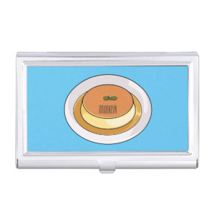 Creme caramel cartoon illustration business card case