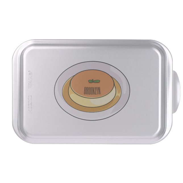 Creme caramel cartoon illustration cake pan (Front)