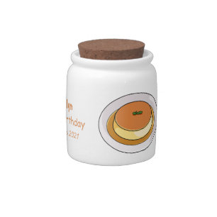 Creme caramel cartoon illustration candy jar