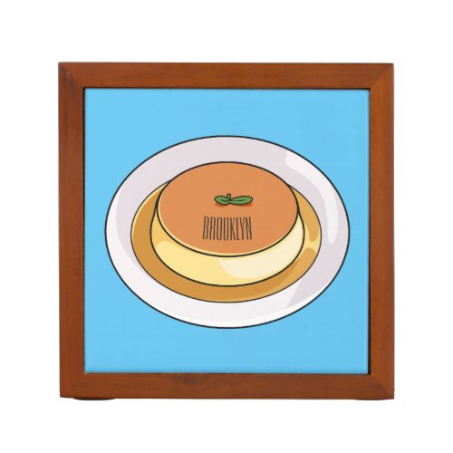 Creme caramel cartoon illustration  desk organizer