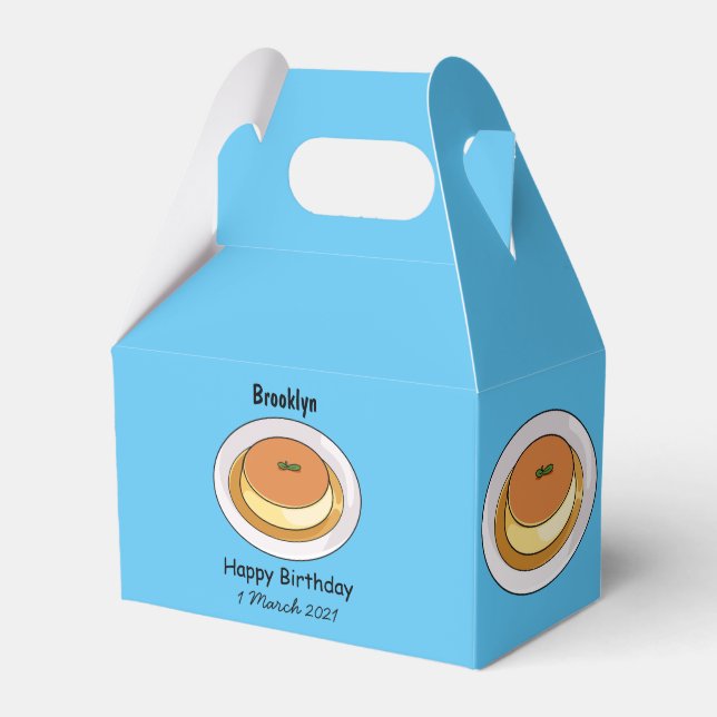 Creme caramel cartoon illustration  favor boxes (Front Side)