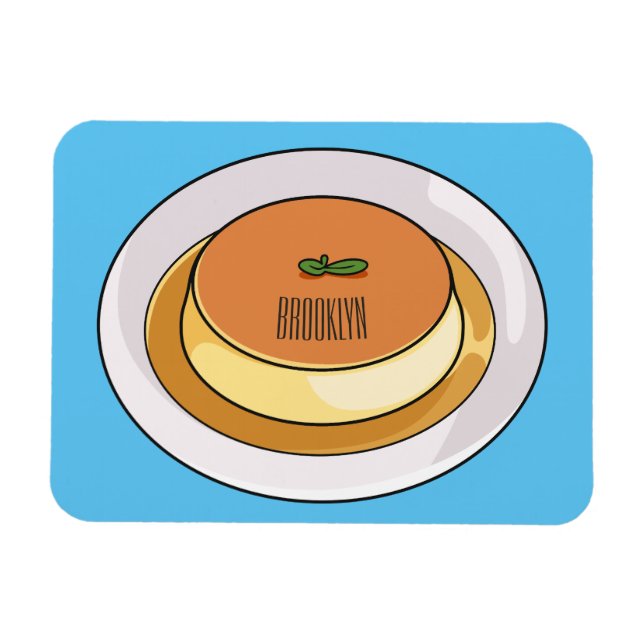 Creme caramel cartoon illustration  magnet (Horizontal)