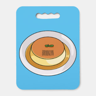 Creme caramel cartoon illustration seat cushion