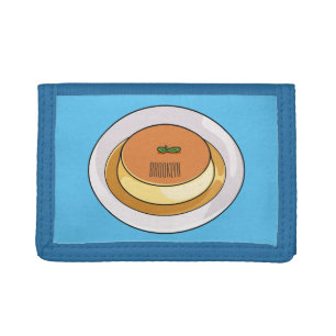 Creme caramel cartoon illustration trifold wallet