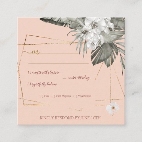 Creme de Peche  Grey Fog Orchid Wedding  Enclosure Card