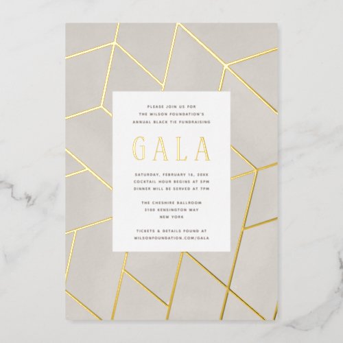 Creme Geometric Gala Gold Foil Invitation