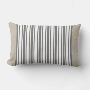 Creme Leather/Stripe Reversible Lumbar Pillow