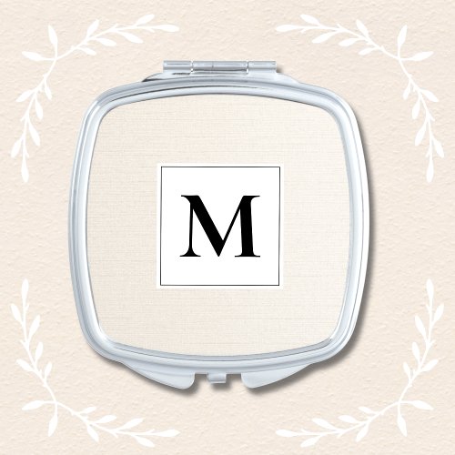 Creme Monogram Bridal Square Compact Mirror