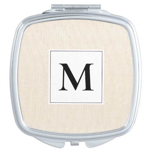 Creme Monogram Bridal Square Compact Mirror