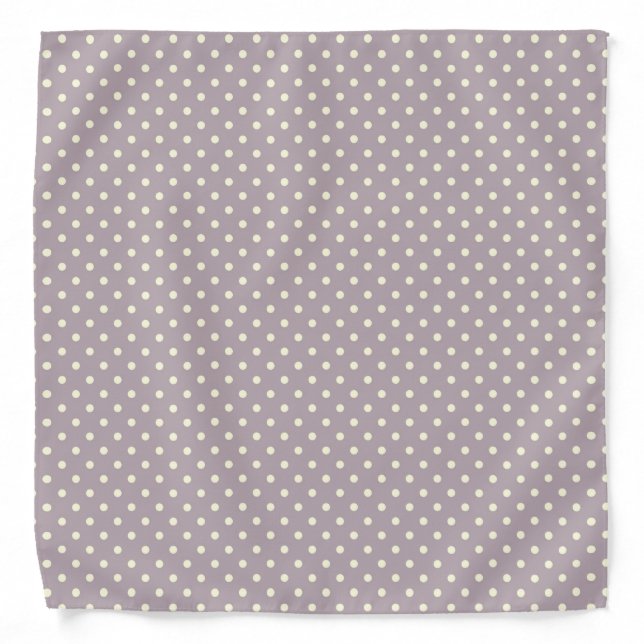 Creme polka dots on purple bandana (Front)
