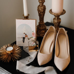 Crème & Rose   Romantic Spring Florals Wedding Thank You Card