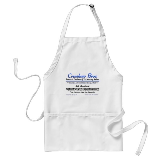 Crenshaw Bros Scented Embalming Fluid Promo Adult Apron (Front)