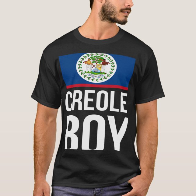Creole Boy Belize Pride Belizean Flag Culture Afro T-Shirt (Front)