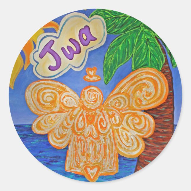 Creole Caribbean Angel Art Decal Stickerss Classic Round Sticker (Front)