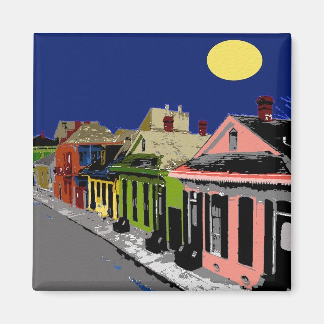Creole Cottage New Orleans Full Moon Magnet (Front)
