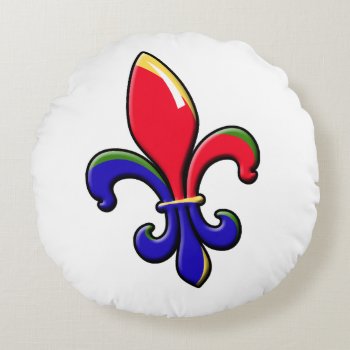 Creole Fleur De Lis Round Pillow by CreoleRose at Zazzle