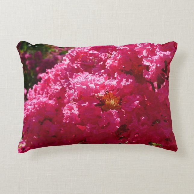 Crepe Myrtle Tree Magenta Floral Accent Pillow (Front)