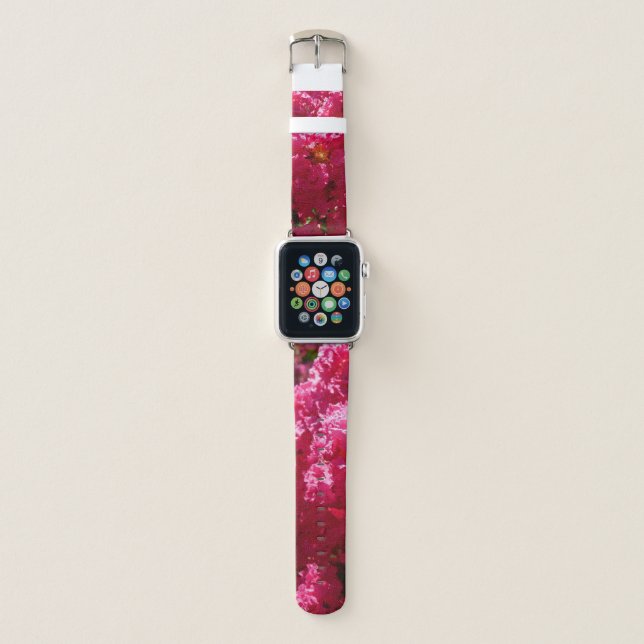 Crepe Myrtle Tree Magenta Floral Apple Watch Band (Front)