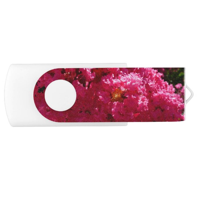 Crepe Myrtle Tree Magenta Floral Flash Drive (Front)