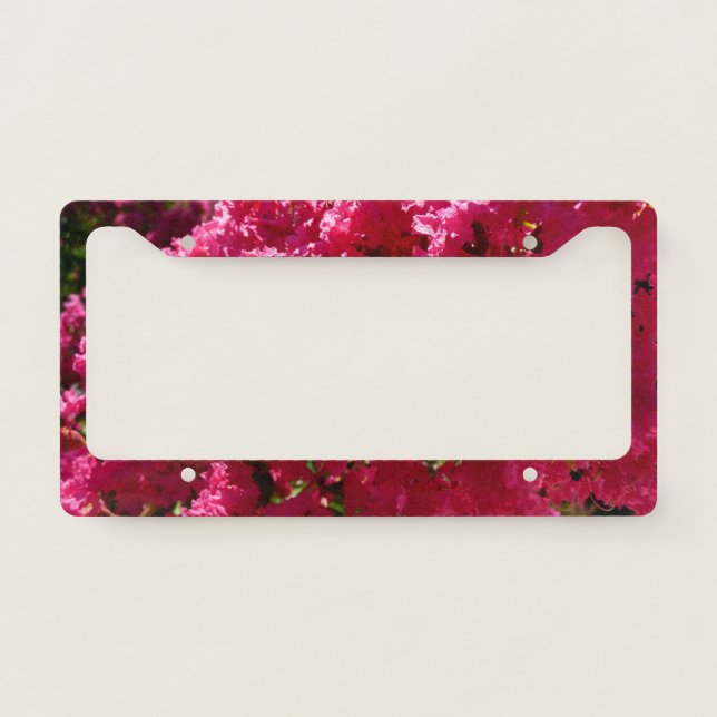 Crepe Myrtle Tree Magenta Floral License Plate Frame (Front)