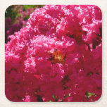Crepe Myrtle Tree Magenta Floral Square Paper Coaster
