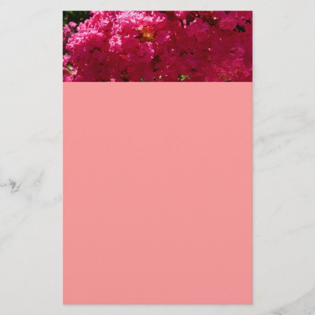 Crepe Myrtle Tree Magenta Floral Stationery (Front)