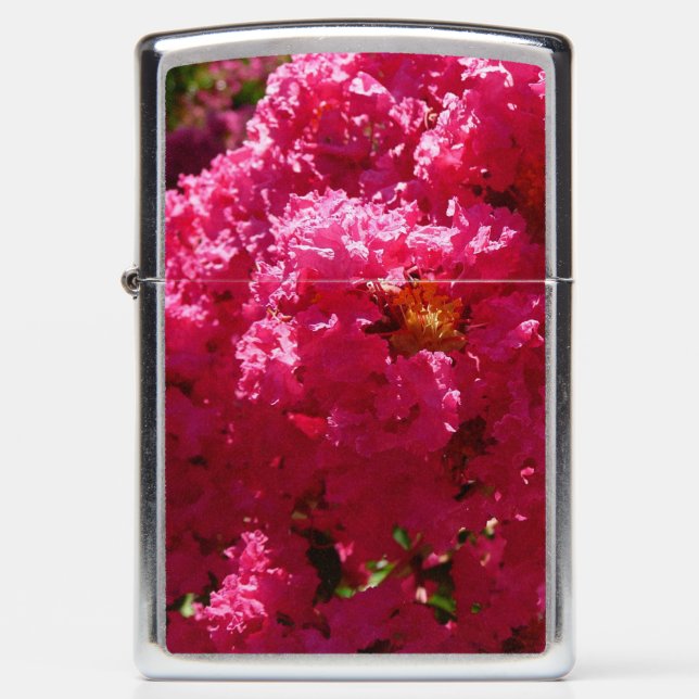 Crepe Myrtle Tree Magenta Floral Zippo Lighter (Front)