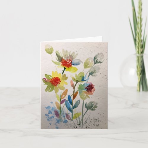 Crepe Paper Flowers _ Blank inside Greeting card