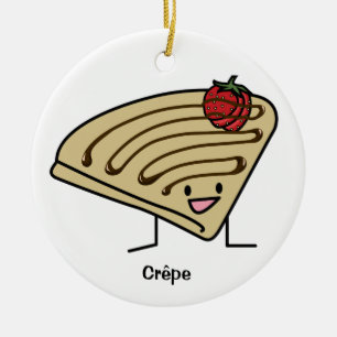 Crepe pasty Strawberry dessert chocolate French Ceramic Ornament