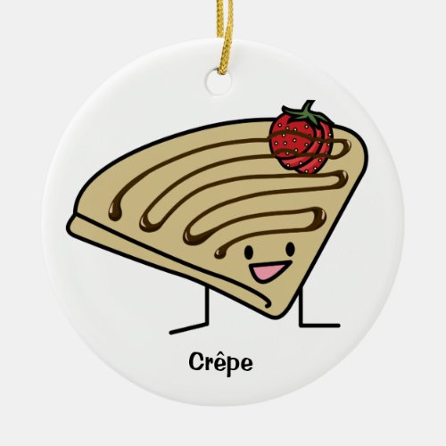 Crepe pasty Strawberry dessert chocolate French Ceramic Ornament