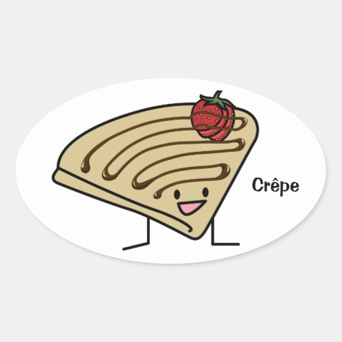 Crepe pasty Strawberry dessert chocolate French Oval Sticker