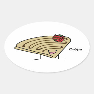 Crepe pasty Strawberry dessert chocolate French Oval Sticker