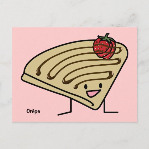 Crepe pasty Strawberry dessert chocolate French Postcard