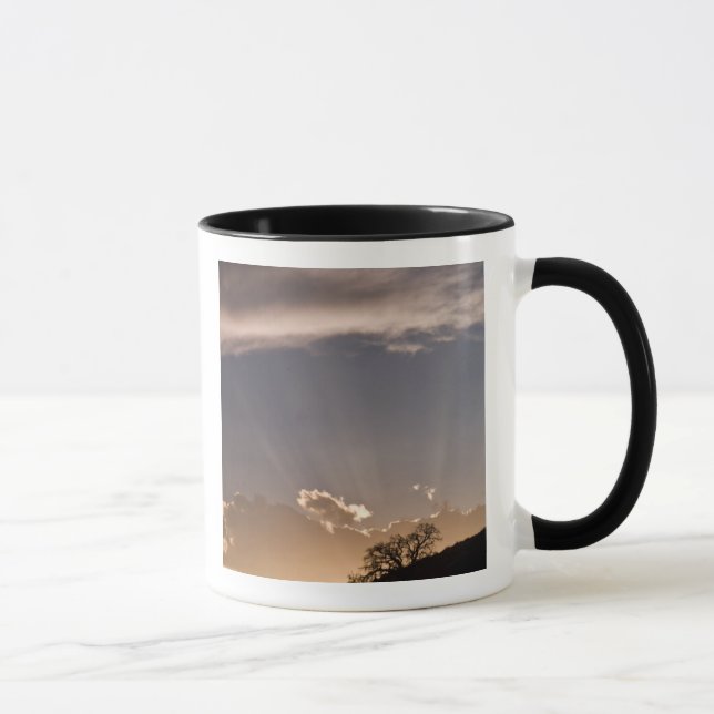 Crepuscular rays radiate across the sky at mug (Right)