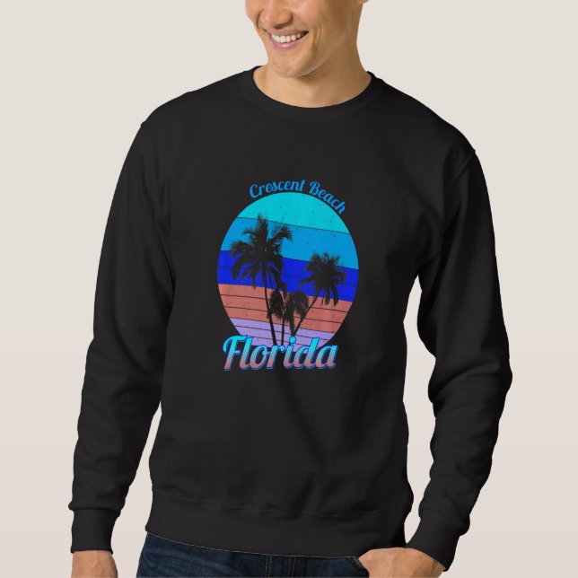 Crescent Beach Florida Retro Tropical Palm Trees V Sweatshirt (Front)