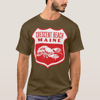 Crescent Beach Maine Retro  Shield White T-Shirt