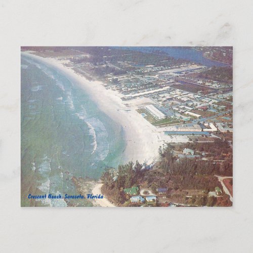 Crescent Beach Sarasota Florida vintage aerial Postcard