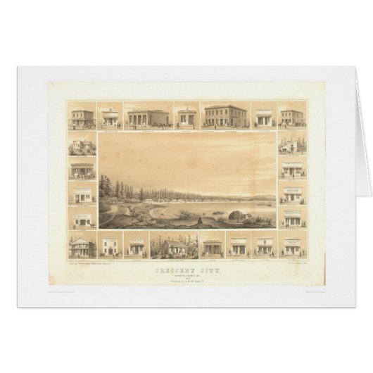 Crescent City, CA. Panoramic Map 1857 (0465A) Cards (Front Horizontal)